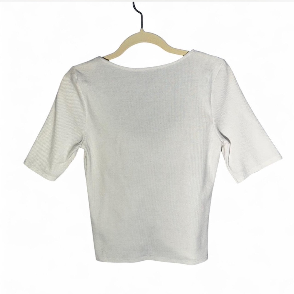 White Ribbed Top Size M - Picture 2 of 2